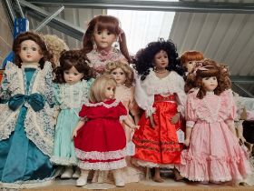 A collection of handmade 20th century bisque headed dolls,