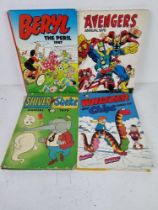 Four 1970s and 1980s annuals inc The Avengers, Whizzer & Chips, etc.