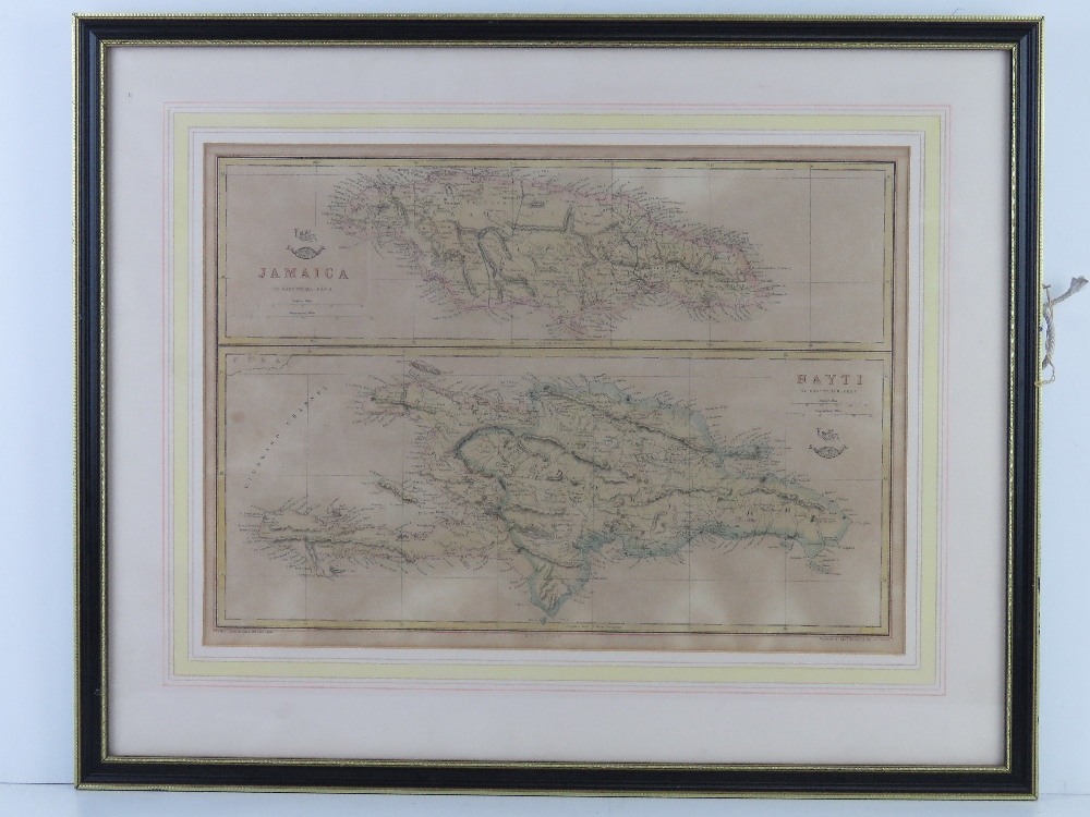 Map; Hayti and Jamaica engraved by Edward Weller, handcoloured,