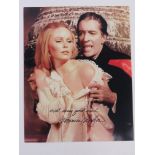 A photograph of Veronica Carlson and Christopher Lee (Dracula has risen from the grave 1968),