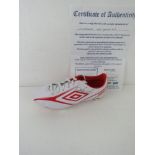 A football boot hand signed by Javier Hernandez having non transferable certificate of authenticity.