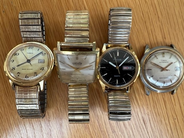 A selection of four contemporary sprung-strap gold-plated watches; 17 jewel Corvette, Timex, - Image 3 of 5