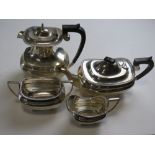 A HM silver tea set comprising teapot, hot water jug, milk and sugar bowl. Total weight 1784g.