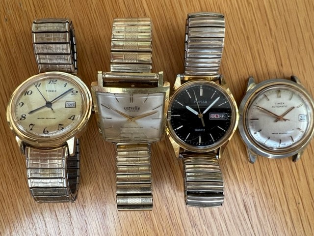 A selection of four contemporary sprung-strap gold-plated watches; 17 jewel Corvette, Timex, - Image 2 of 5