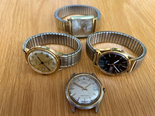 A selection of four contemporary sprung-strap gold-plated watches; 17 jewel Corvette, Timex, - Image 5 of 5