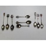 Two HM silver spoons, one continental spoon and six silver plated spoons.