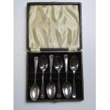 A boxed set of six HM silver teaspoons. Total weight 78g.