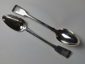 To match above lot; Two HM silver serving spoons,