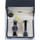 A 'His and Hers' Beverly Hills Polo Club watch set, 'hers' strap a/f. In original box.