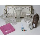 A quantity of assorted ceramics and glassware inc a pair of cut glass bon bon dishes and a Johnson