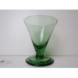 An large emerald glass concicle shaped, twisted stem goblet standing 12.5cm high.