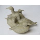 Oisín Kelly RHA (Irish Sculptor, 1915-1981) 'Ducks', an unpainted clay flock of birds,