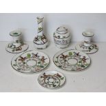 A quantity of Crown Staffordshire hunting scene ceramics inc pair of candlesticks,