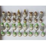 A rare Rudolstadt vintage chess set; Porcelain, hand painted and part-gilded chess game,