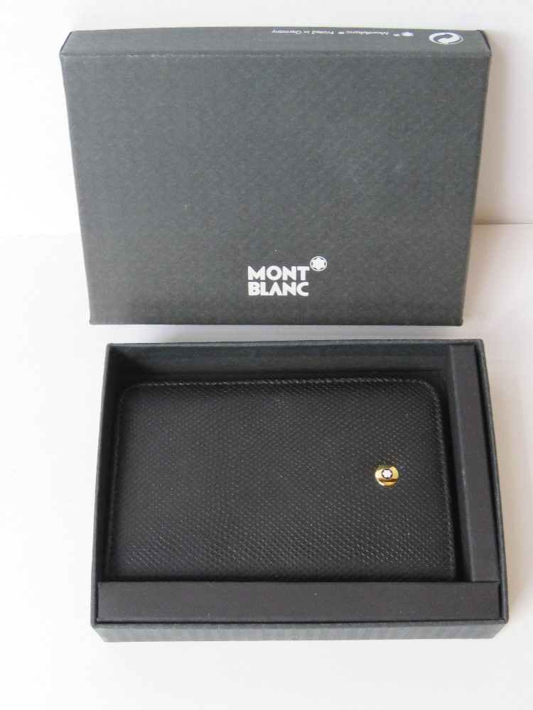 A Mont Blanc leather card wallet in black with red interior, in original box. - Image 4 of 4