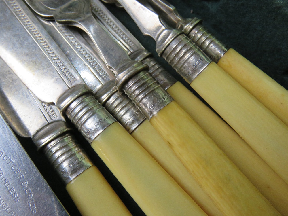 A wooden canteen of assorted stainless steel ivorex handled cutlery inc four fish knives and forks - Image 3 of 3