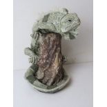 A Jill Moger sculpture of a lizard on naturalistic base. Nbr 3/95. Approx 32cm high.
