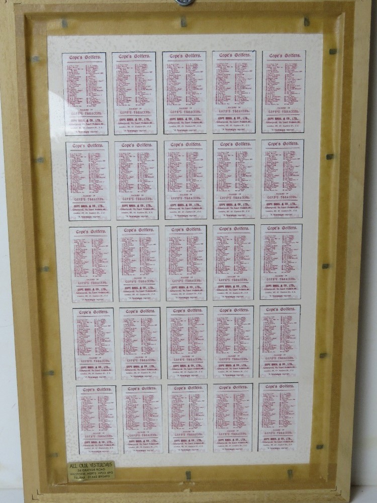 A framed montage of Cope's golfers cigarette cards, overall size 31 x 47cm. - Image 2 of 2