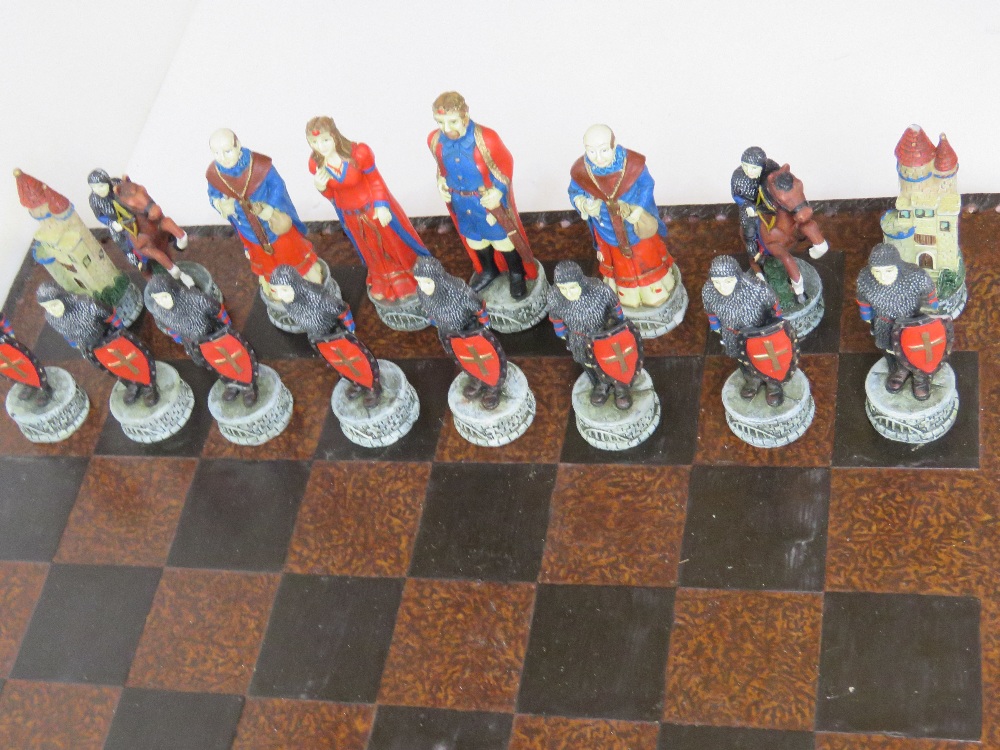A contemporary medieval themed Chess set complete with board, - Image 3 of 3