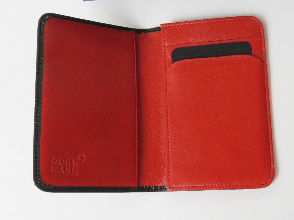 A Mont Blanc leather card wallet in black with red interior, in original box. - Image 3 of 4