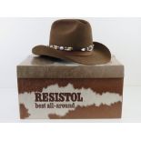 A Resistol Self Comforting XXX Beaver hat in original box by Circle B Western Wear Canton Texas.