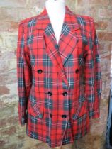 A ladies 60% wool red tartan jacket size