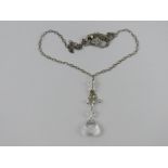 A silver and crystal necklace, stamped 925.