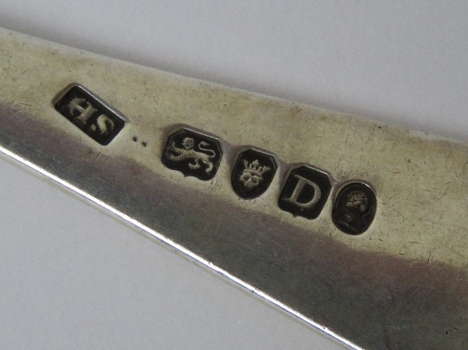 A George III HM silver short ladle, hallmarked London 1799, bearing 'C' monogram to terminal, - Image 3 of 3