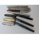 Three Parker fountain pens, each having 14ct gold nib, two a/f.