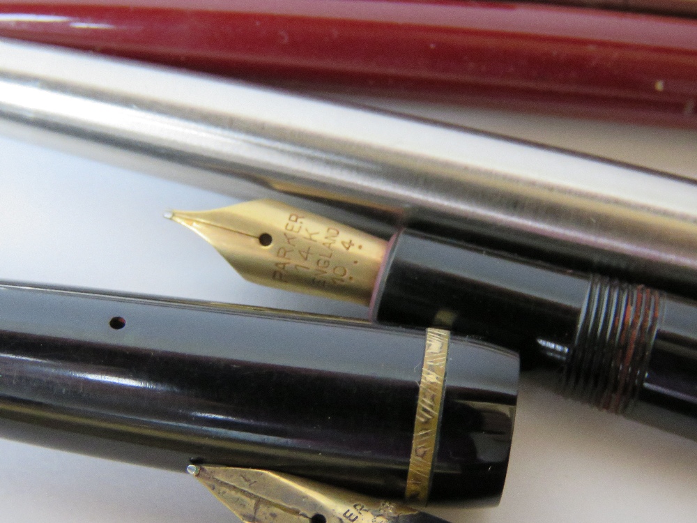 Three Parker fountain pens, each having 14ct gold nib, two a/f. - Bild 4 aus 6