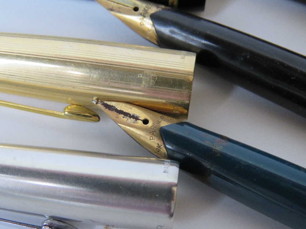 Three Parker fountain pens, each having 14ct gold nib, two a/f. - Bild 2 aus 6