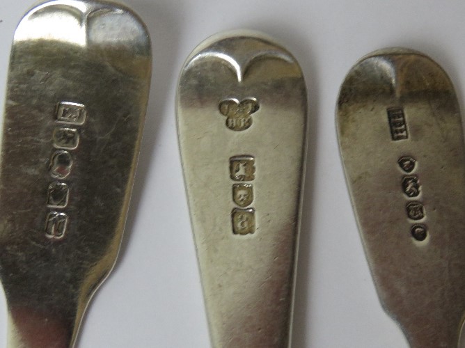 Two HM silver tablespoons together with a Victorian HM silver spork, - Image 2 of 2