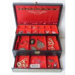 A quantity of silver and costume jewellery within a Mele vintage leatherette jewellery box inc