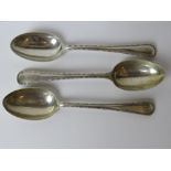 A set of three Victorian HM silver tablespoons bearing London hallmarks upon and weighing 151.