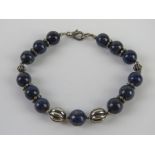 A lapis lazuli beaded bracelet.