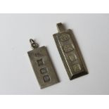 Two HM silver ingots, one having London hallmark,