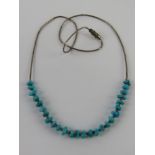 A Native American style turquoise beaded necklace.