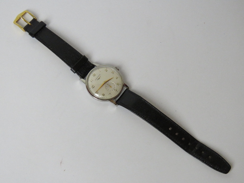 A vintage Longines manual wristwatch having subsidiary seconds dial and replacement strap. - Image 3 of 3