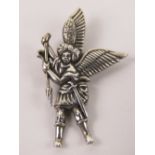 A silver avenging angel pendant, stamped 925 and measuring 3.8cm in length.