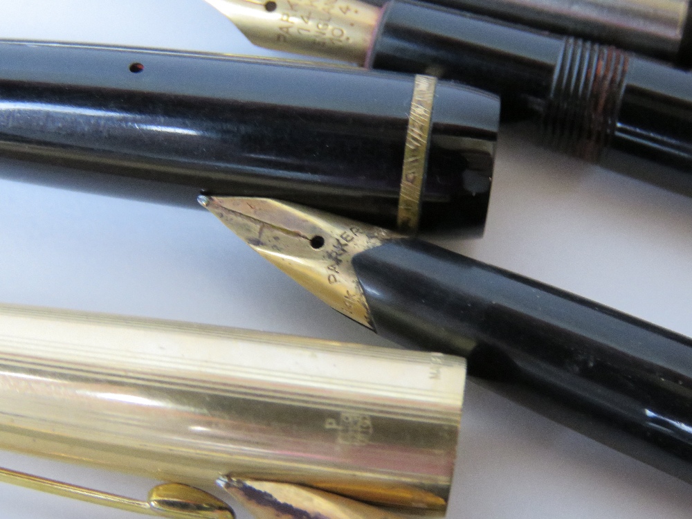 Three Parker fountain pens, each having 14ct gold nib, two a/f. - Bild 3 aus 6