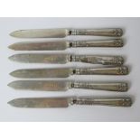A set of hallmarked silver handles, fruit knives, a/f.