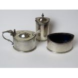 A HM silver cruet set comprising pepperette,