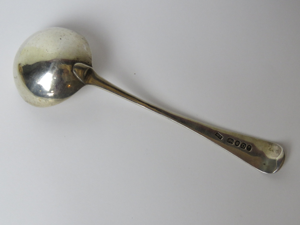 A George III HM silver short ladle, hallmarked London 1799, bearing 'C' monogram to terminal, - Image 2 of 3