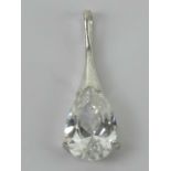 A silver and crystal teardrop shaped pendant, stamped 925 and measuring 2.9cm in length.