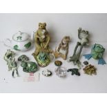 A Villeroy & Boch crystal frog figurine together with a Royal Worcester frog figurine and various
