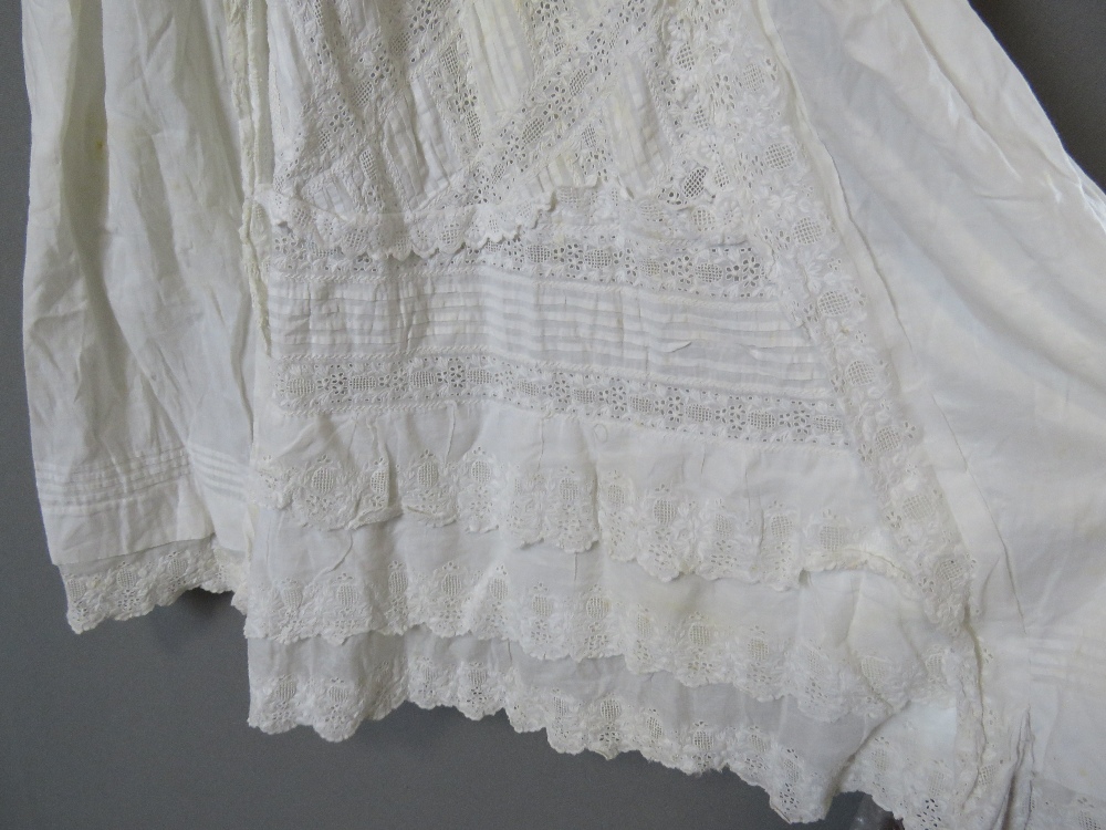 A white cotton and lace Christening robe. - Image 4 of 4