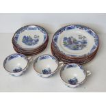 A small quantity of T & K tea ware in willow pattern type design (no swallows).