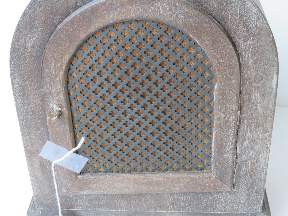 A vintage mantle clock having silvered dial with black painted Arabic numerals upon, with pendulum, - Image 2 of 3