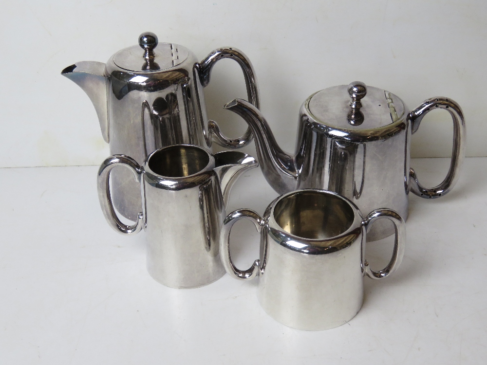 A Walker and Hall silver plated five piece tea service comprising tray, milk, sugar, - Image 2 of 3