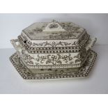 A large lidded tureen with matching tray marked Wedgwood & Co in Verona pattern Rd. No. 27411.